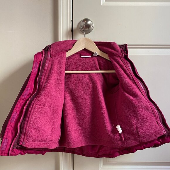 Girl's 3 in 1 Magenta Parka, Size 5 - Picture 4 of 6